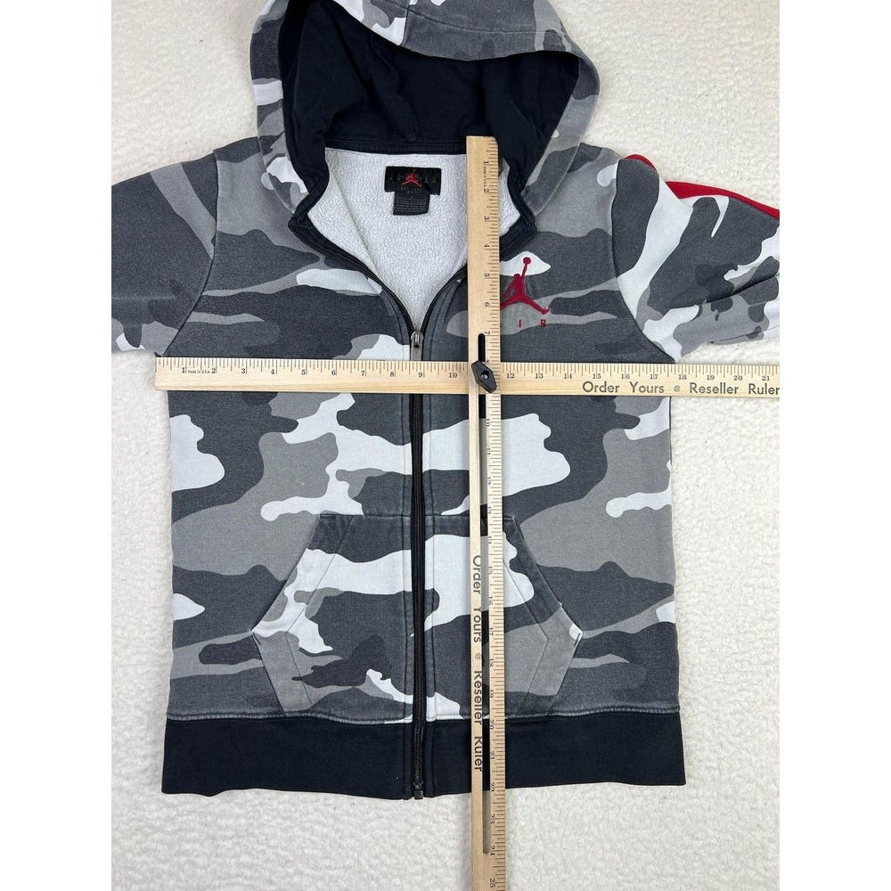 Jordan Boys Gray Camo Full Zip Fleece Hoodie Jumpman Air Sweatshirt Size 12-13Y - Picture 9 of 10